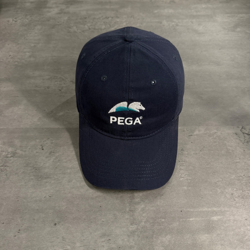 PEGA Pegasus Cap Mens Navy Blue Embroidered Logo Dad Golf Data Digital AI Hat